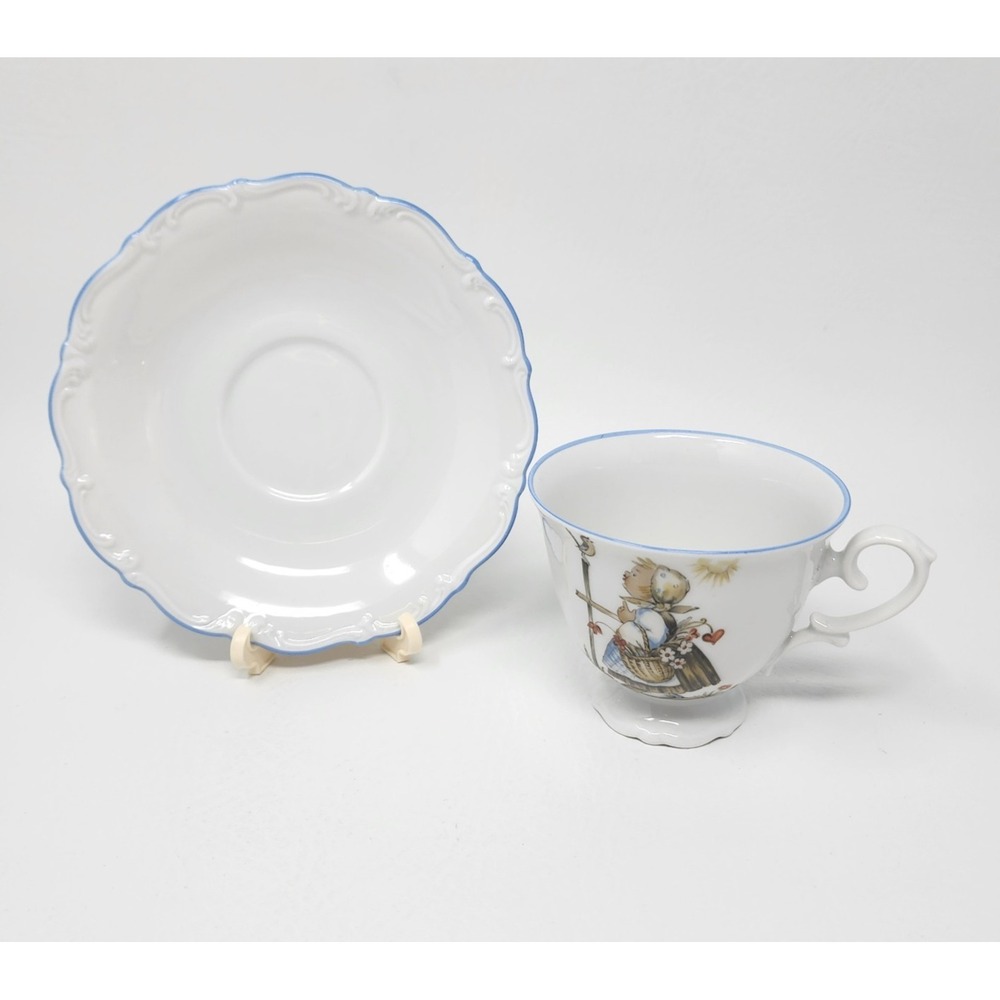 Vtg Sister Berta Hummel Originals Porcelain Footed Teacup w Saucer West Germany